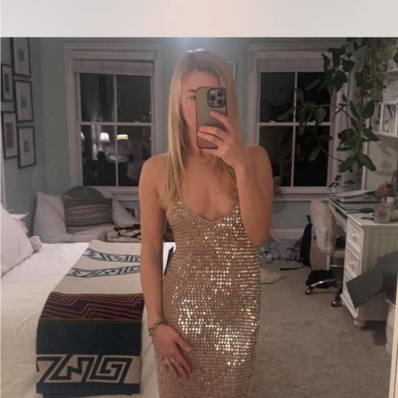 Retrofete Dresses & Skirts - SOLD Retrofete Shimmering Sequin Gown in rose gold